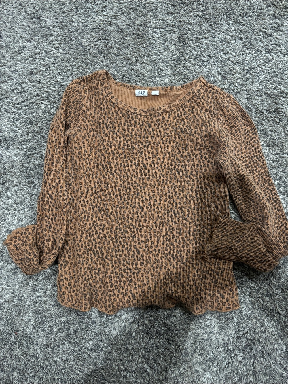 GAP Brown Leopard-Print Long Sleeve Top